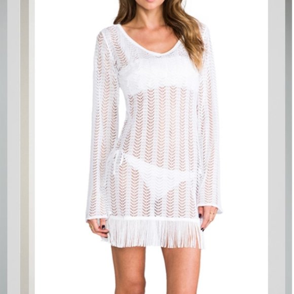 Pilyq Other - PilyQ Giovanna Fringe V Neck Tunic Swim Beach Cover Up XS